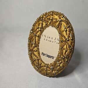 Pier 1 Imports Gold Beaded Photo Frame